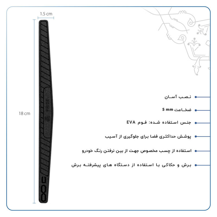 محافظ لبه درب خودرو ماهوت مدل CORE-B مناسب برای سایپا PRIDE مجموعه 4 عددی