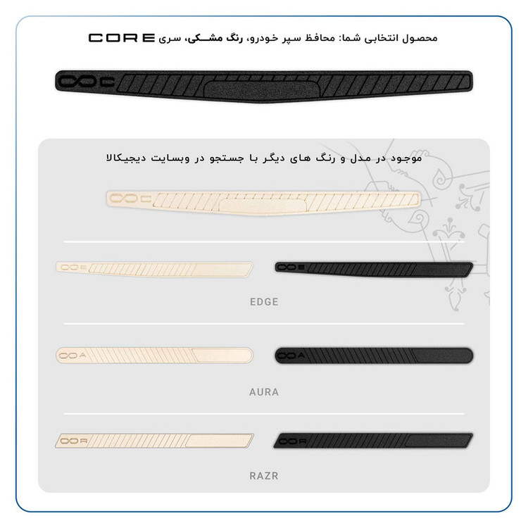 محافظ لبه درب خودرو ماهوت مدل CORE-B مناسب برای سایپا PRIDE مجموعه 4 عددی
